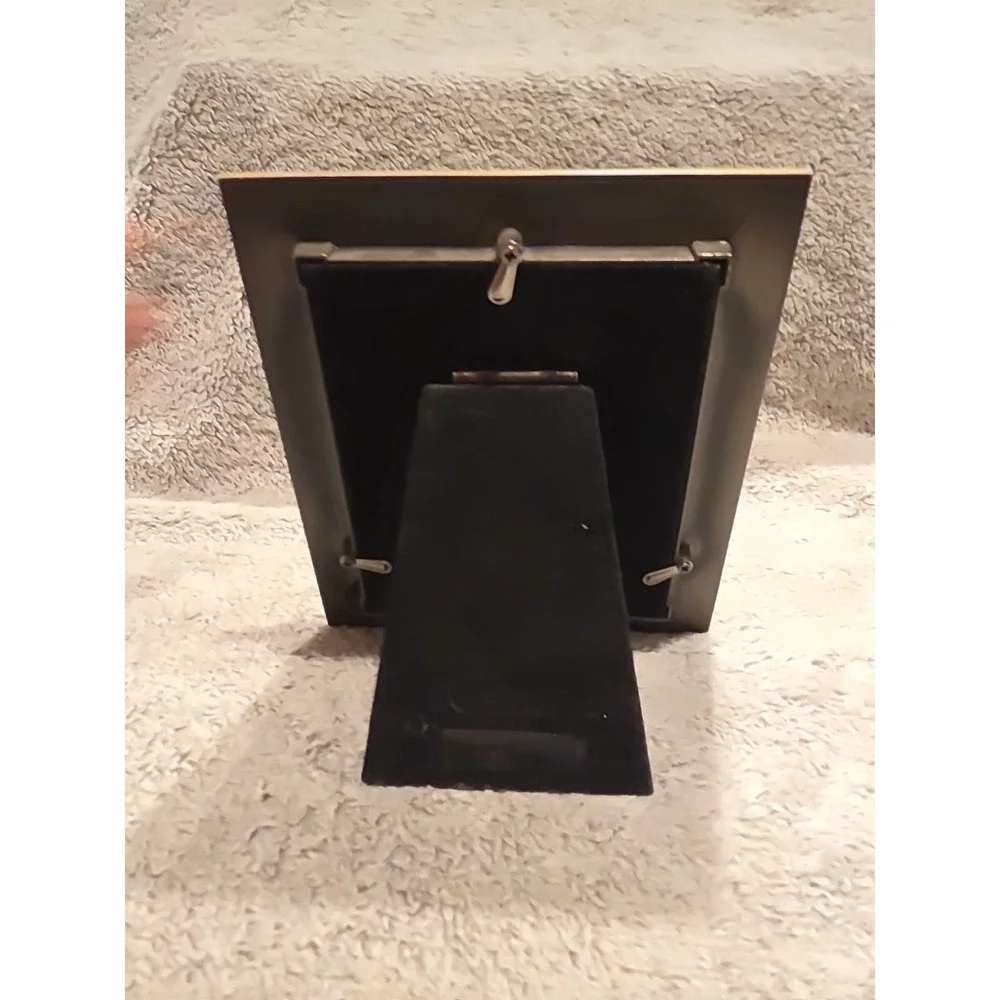Vintage Baby Picture Frame Brushed Metal 3D Baby Booties Small Holds 3.5x4.5